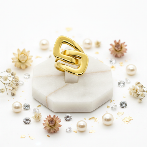 Bague marbre blanc décoré