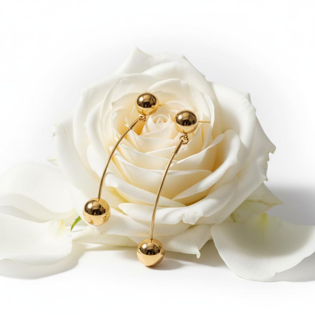 Boucles d'oreilles sur une rose