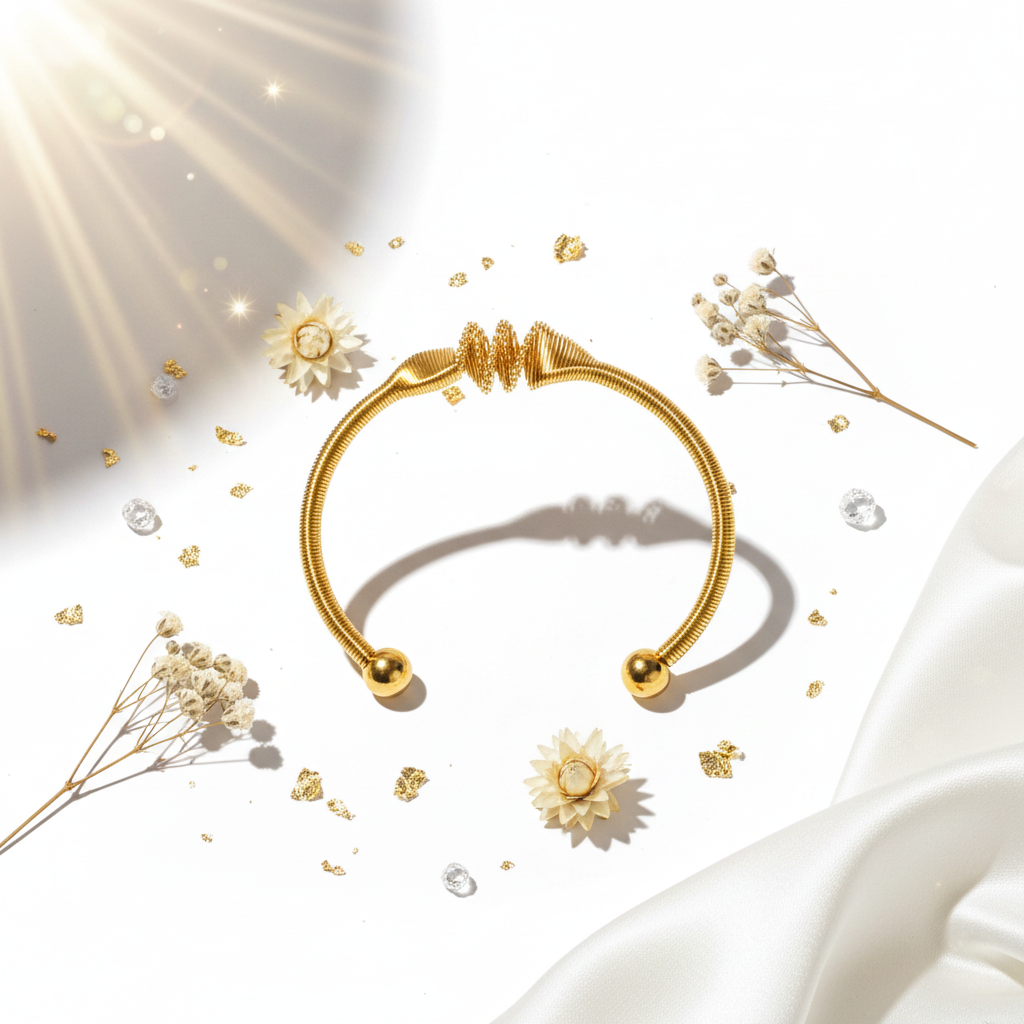 Bracelet doré – Scène joaillerie fond blanc