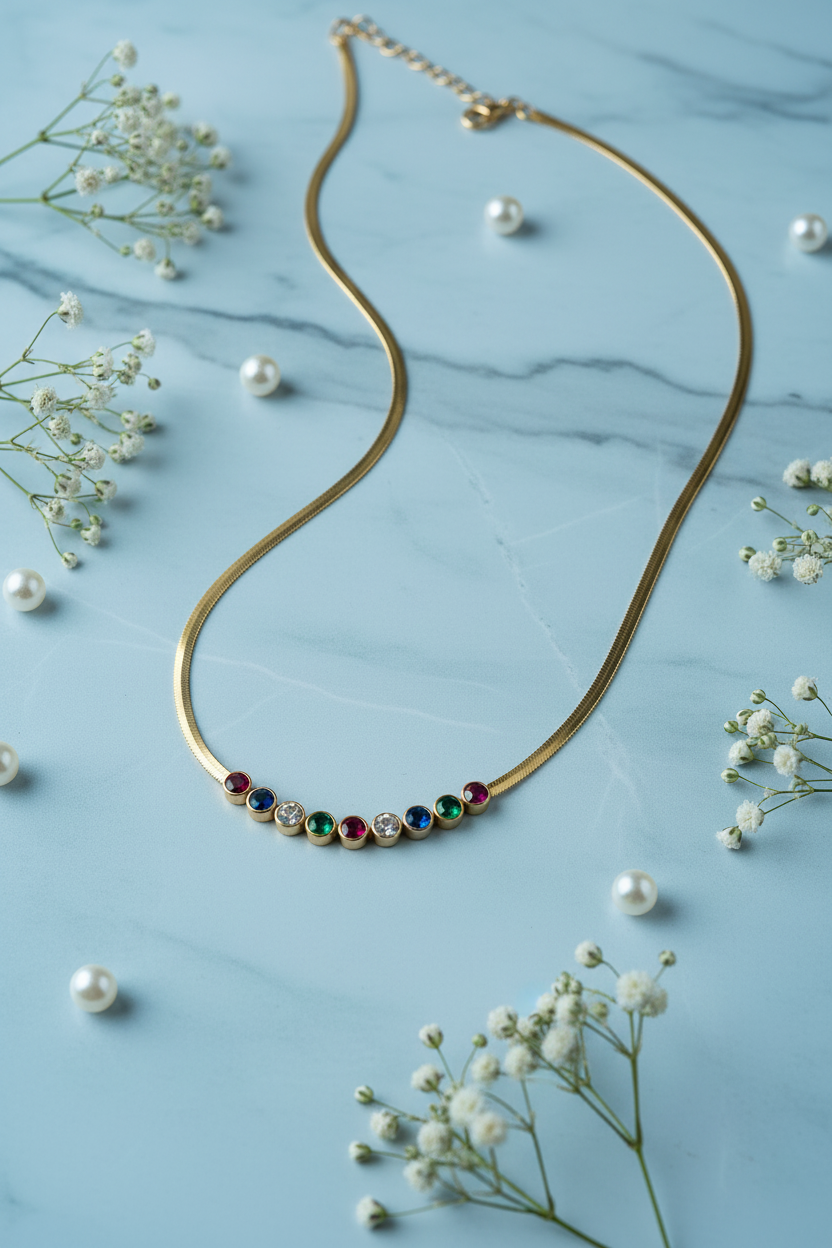 Collier sur marbre bleu clair
