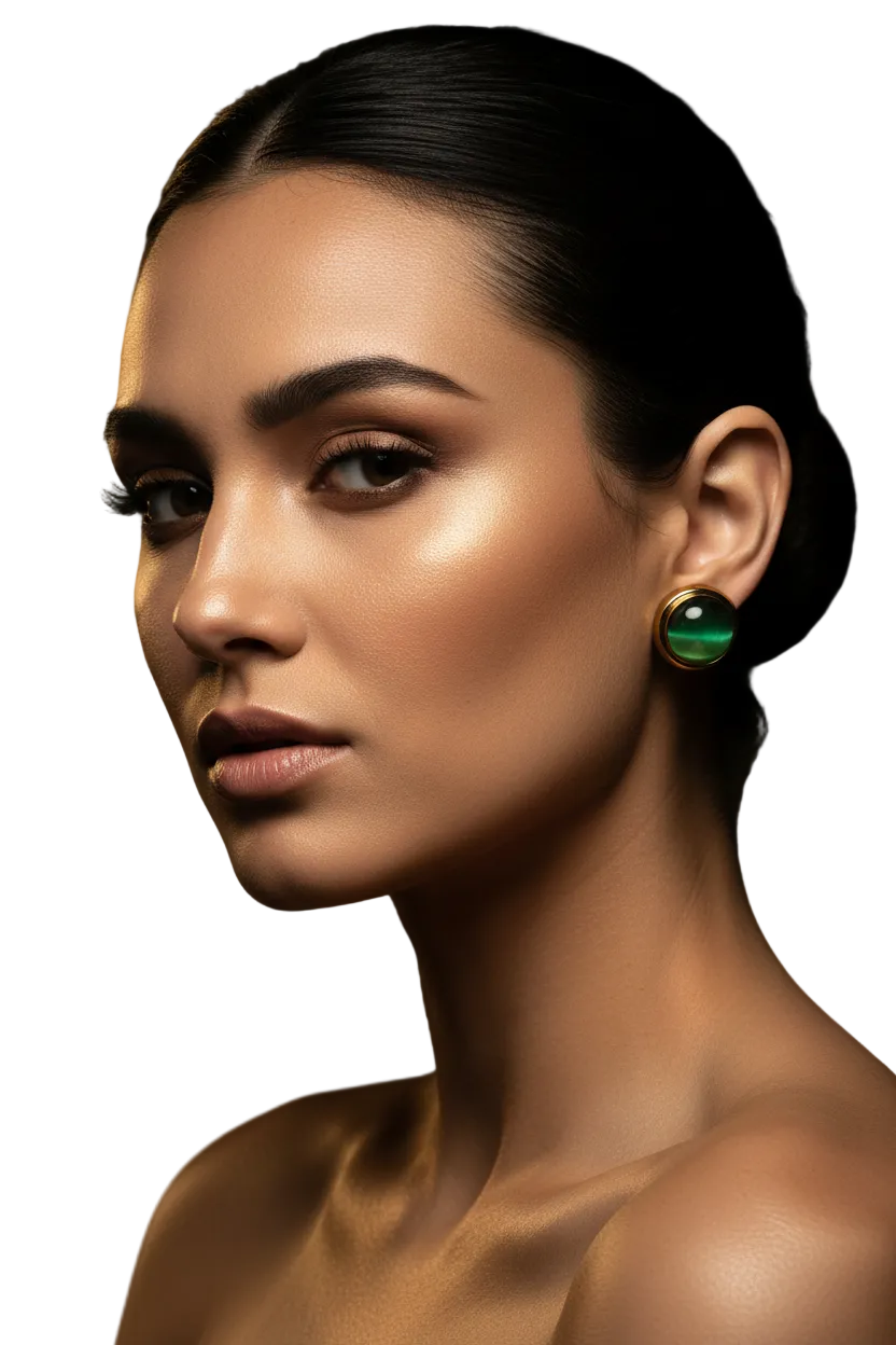 Femme audacieuse boucles vertes dorées