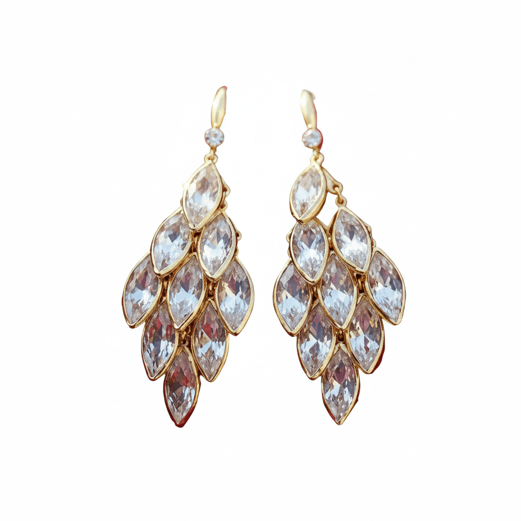 Halisah bijoux Boucles d'oreilles  pierre cristal plaque or- acier inoxydable  