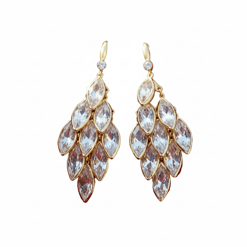Halisah bijoux Boucles d'oreilles  pierre cristal plaque or- acier inoxydable  