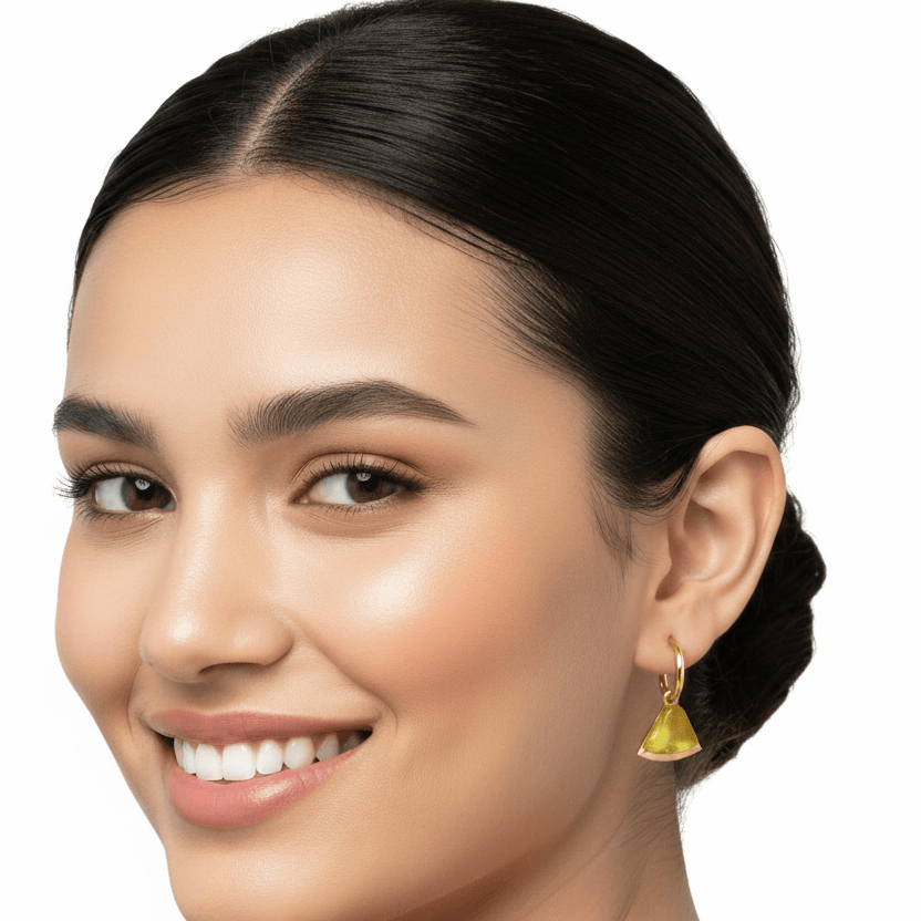 Halisah bijoux Boucles d'oreilles créoles triangle citron doré femme