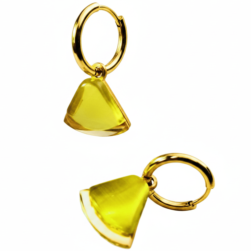 Halisah bijoux Boucles d'oreilles créoles triangle citron doré femme
