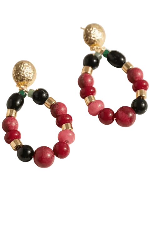 Halisah bijoux Boucles d'oreilles en perles multicolores Élégance Intemporelle 