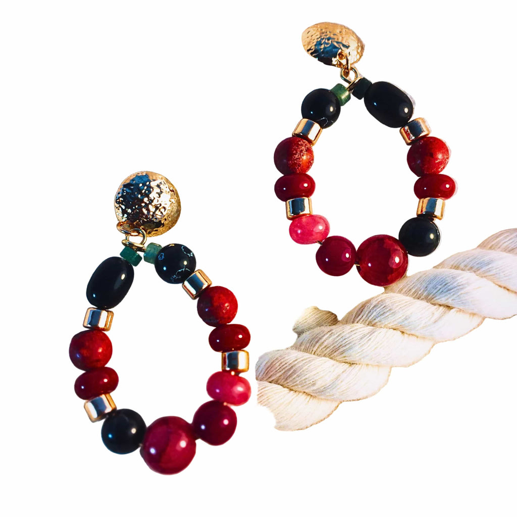 Halisah bijoux Boucles d'oreilles en perles multicolores Élégance Intemporelle 