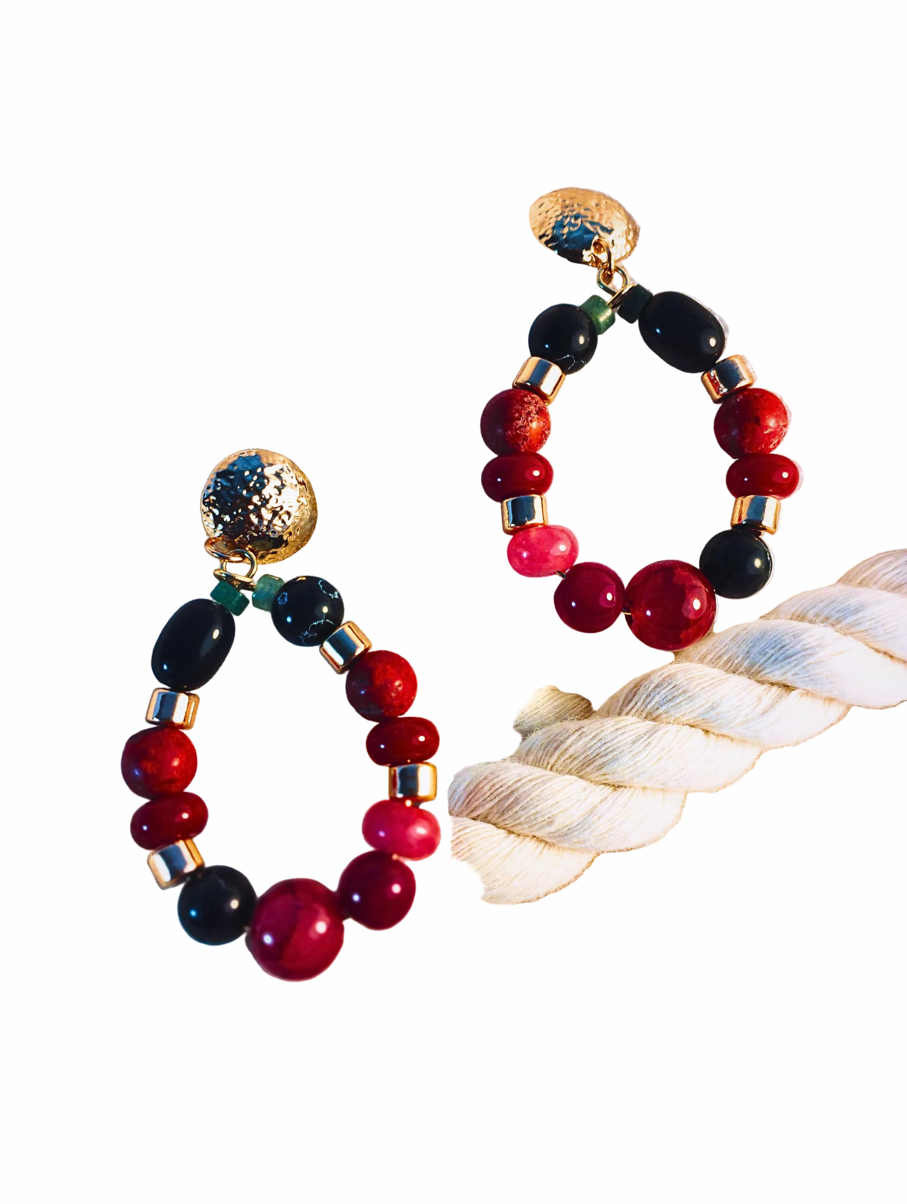 Halisah bijoux Boucles d'oreilles en perles multicolores Élégance Intemporelle 
