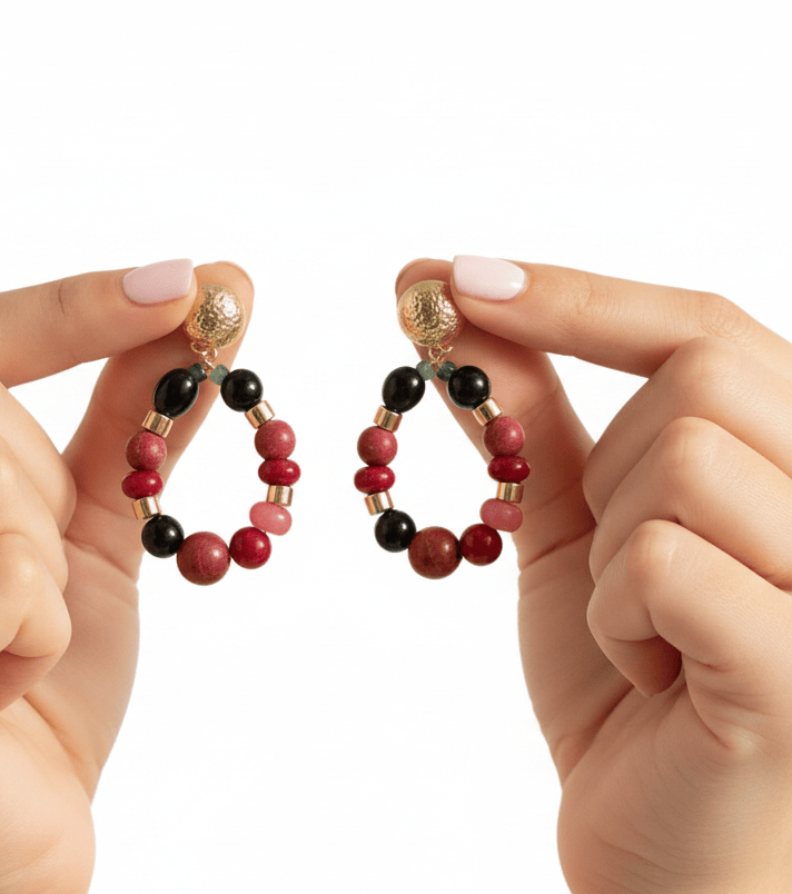 Halisah bijoux Boucles d'oreilles en perles multicolores Élégance Intemporelle 