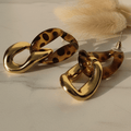 Halisah bijoux Boucles-doreilles gros maillons dorés & écailles de tortue 