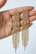Halisah bijoux Boucles d'oreilles longues dorées à strass style cascade pour mariage