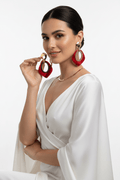 Halisah bijoux Boucles d'oreilles Pendantes Rouge & Or – Élégantes.