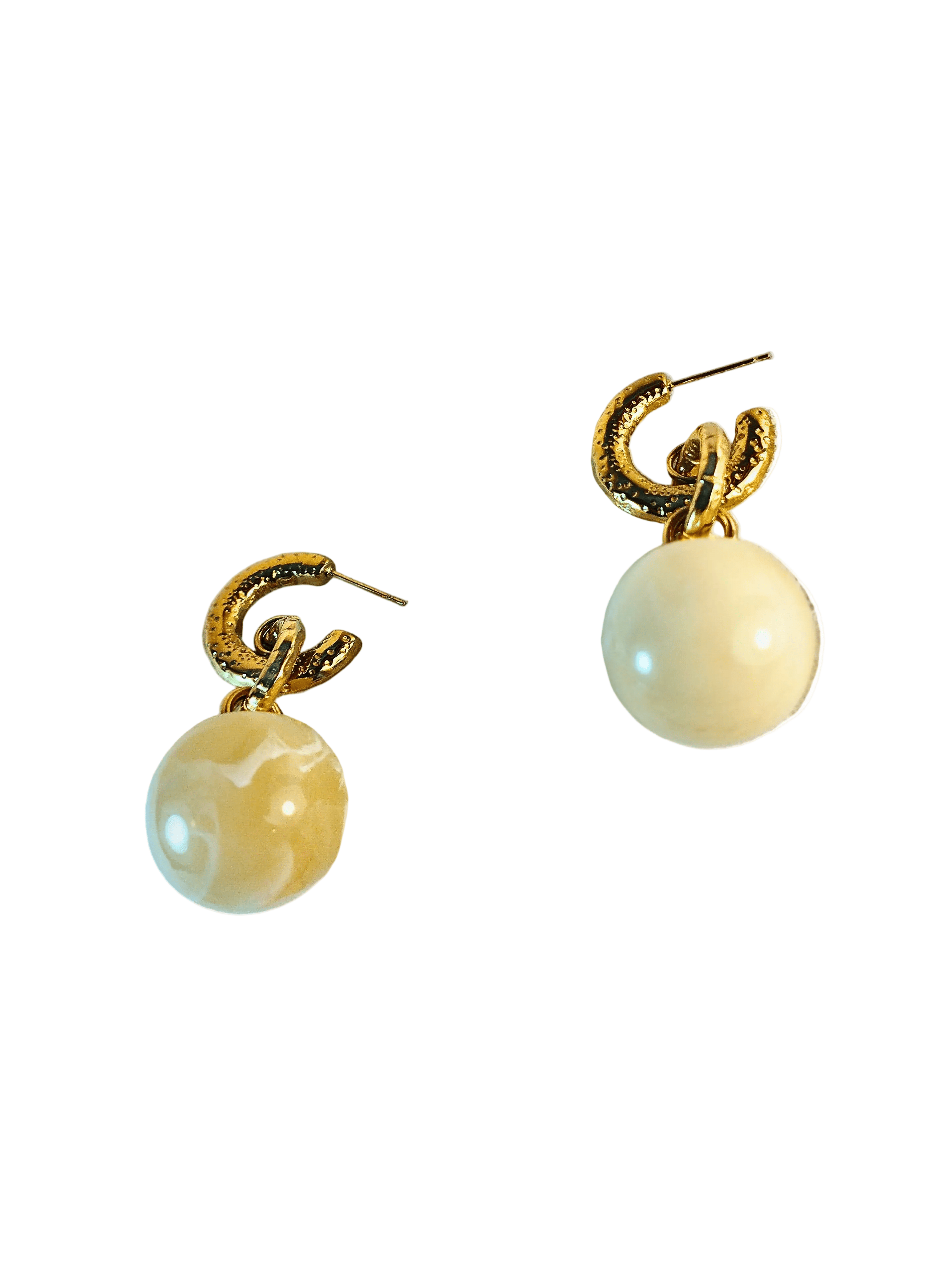 Halisah bijoux Boucles D'oreilles Perles Dorées Femme Acier Inoxydable 