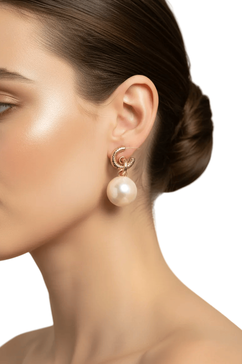 Halisah bijoux Boucles D'oreilles Perles Dorées Femme Acier Inoxydable 