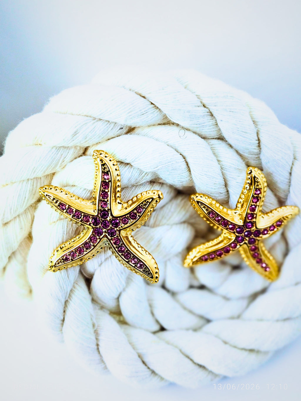 Halisah bijoux Boucles-doreilles étoile de mer dorées Acier inoxydable 316 L hypoallergéniques 