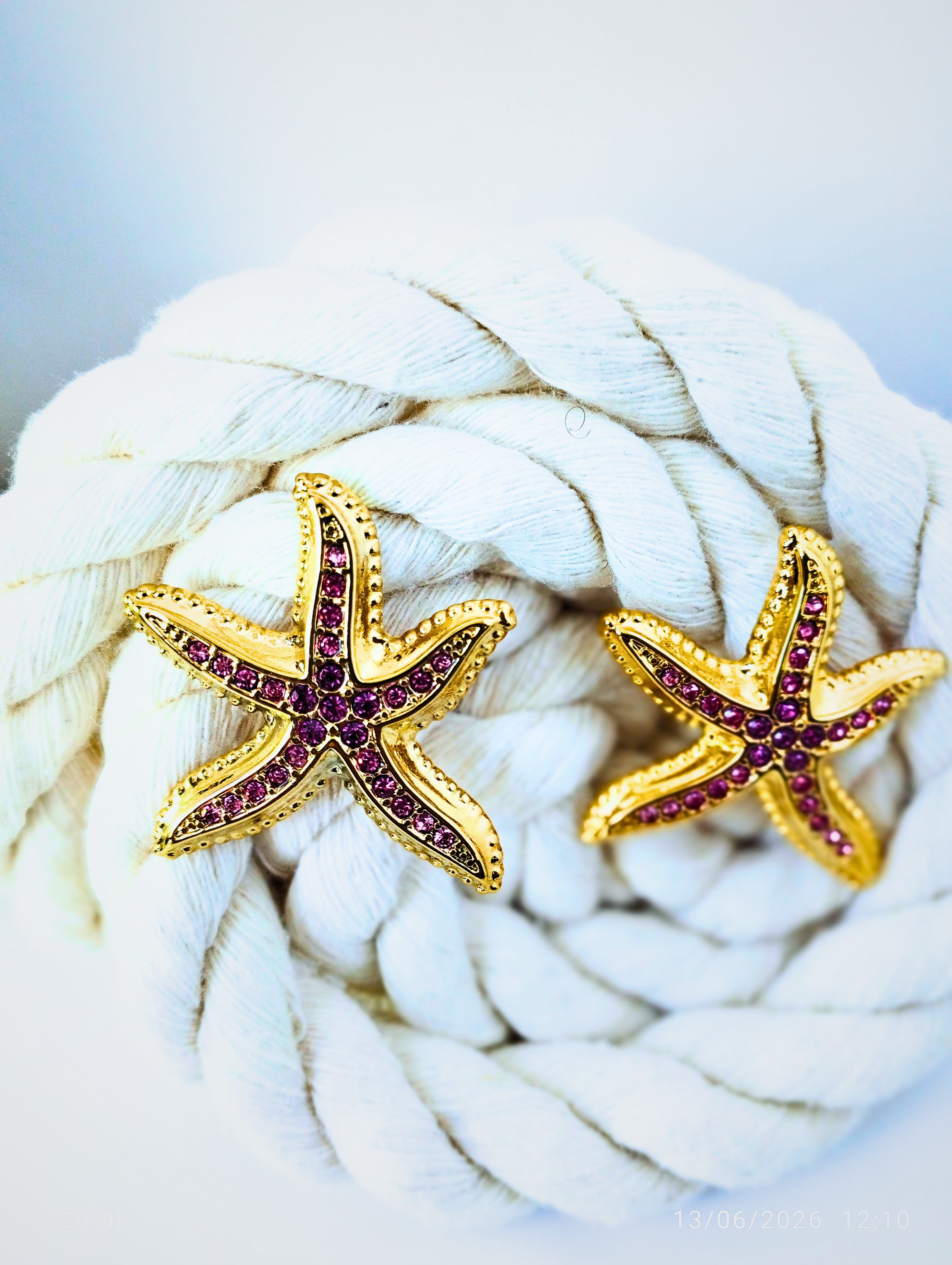 Halisah bijoux Boucles-doreilles étoile de mer dorées Acier inoxydable 316 L hypoallergéniques 