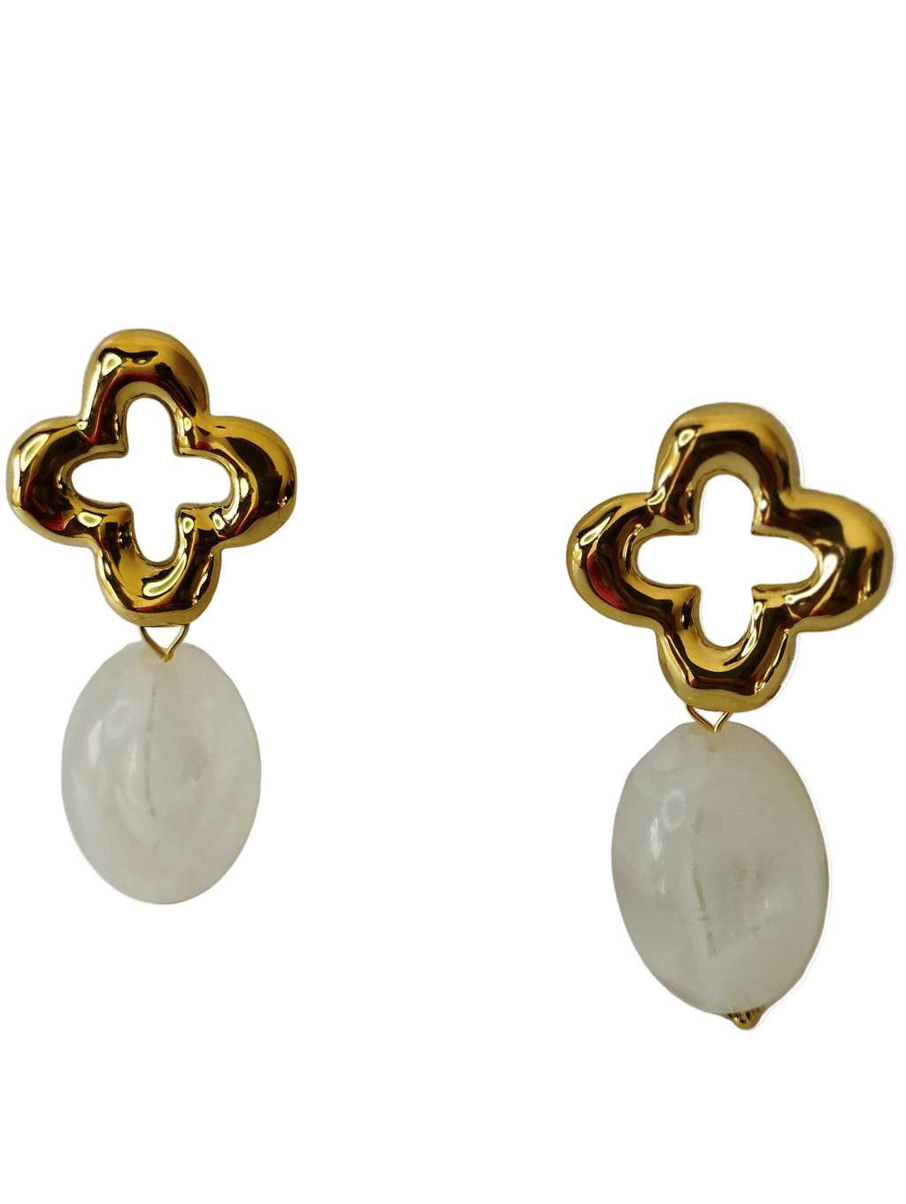 Halisah bijoux Boucles D'oreilles Perles Acier Inoxydable Dorées 316L Tendance Femme 