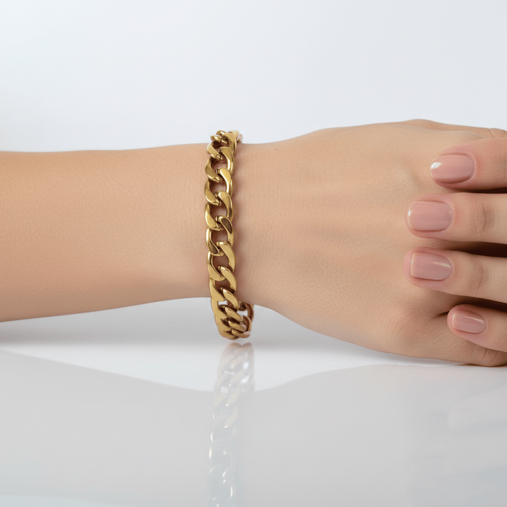 Halisah bijoux Bracelet chaine dorée aura gourmette épaisse pour femme 