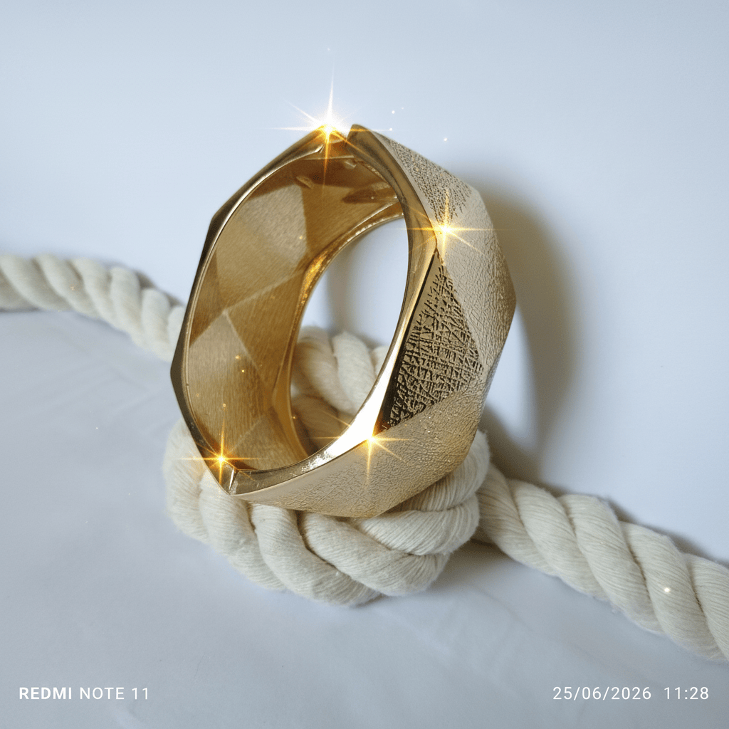 Halisah bijoux Bracelet jonc manchette géométrique doré plaqué or 18k femme