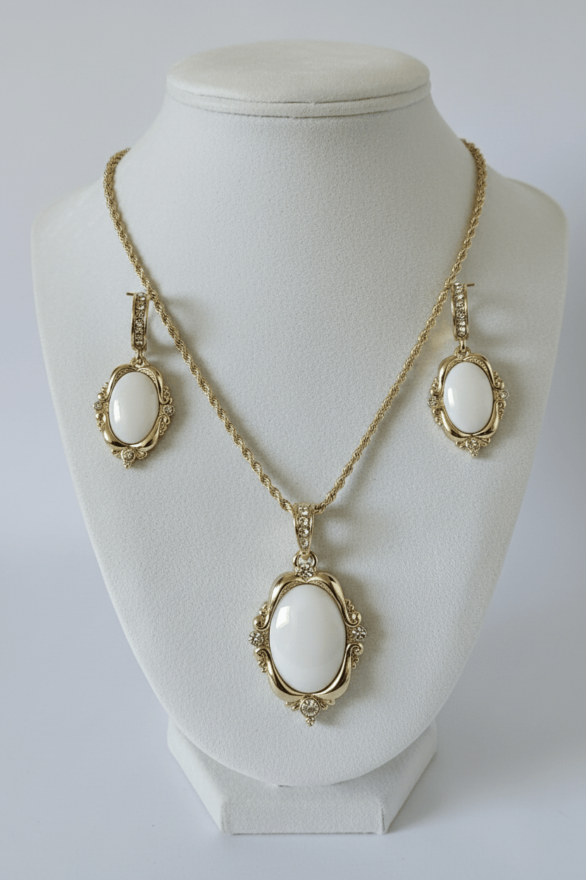 Halisah bijoux Parure Dorée Collier et Boucles d'Oreilles femme acier inoxydable 