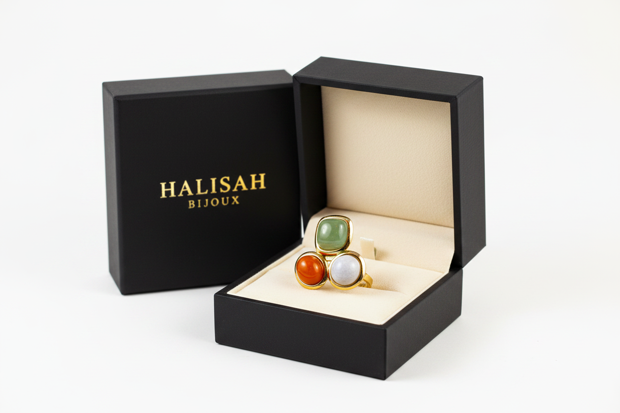 Scène joaillerie - Bague dans écrin Halisah Bijoux