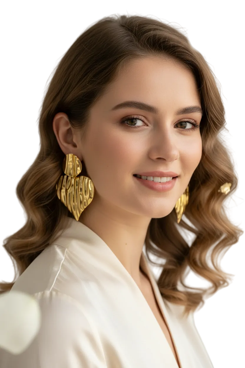 Scène joaillerie boucles cœur dorées